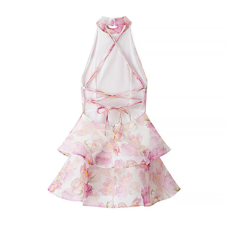 Style Women's Fashion Sexy Printed V-Neck Bubble Hem Fitted Dress - V.I.P Digital Presence