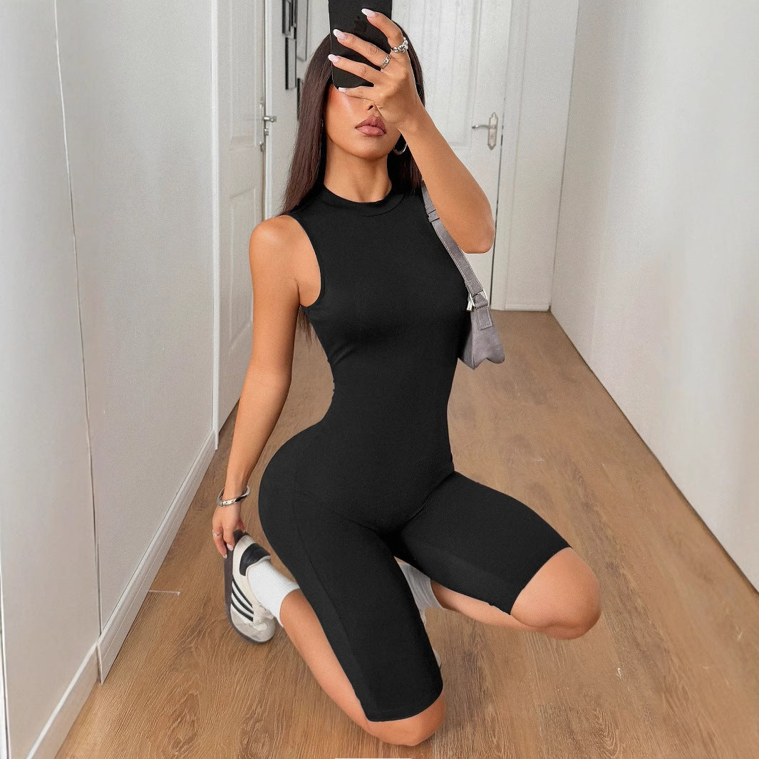 Sports style high elasticity solid color shorts jumpsuit - V.I.P Digital Presence