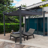 10x10 Ft Outdoor Patio Retractable Pergola With Canopy Sunshelter Pergola for Gardens,Terraces,Backyard,Gray - V.I.P Digital Presence