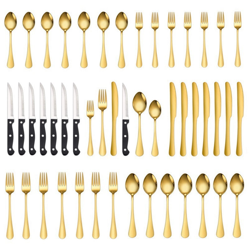 Stainless Steel Cutlery 48 Pcs Set Western Steak Knife Dinner Knife Main Dish Spoon Fork Dessert Spoon Set - V.I.P Digital Presence