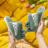 Pantuflas de algodón para niños, cálidas, de algodón, con dibujos animados coreanos, para el invierno, peludas y multicolores.