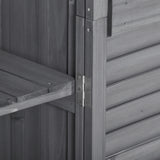 Wooden Garden Shed 3-tier Patio Storage Cabinet Outdoor Organizer Wooden Lockers with Fir Wood (Gray Wood Color -Shutter Design) - V.I.P Digital Presence