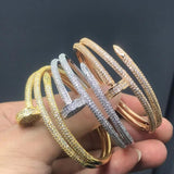 Precision Thick Plating Head and Tail Diamond Fashion Three-Circle Full Diamond Couple Bracelet - V.I.P Digital Presence