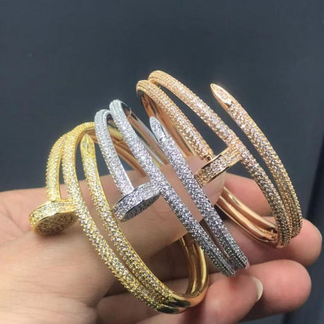 Precision Thick Plating Head and Tail Diamond Fashion Three-Circle Full Diamond Couple Bracelet - V.I.P Digital Presence