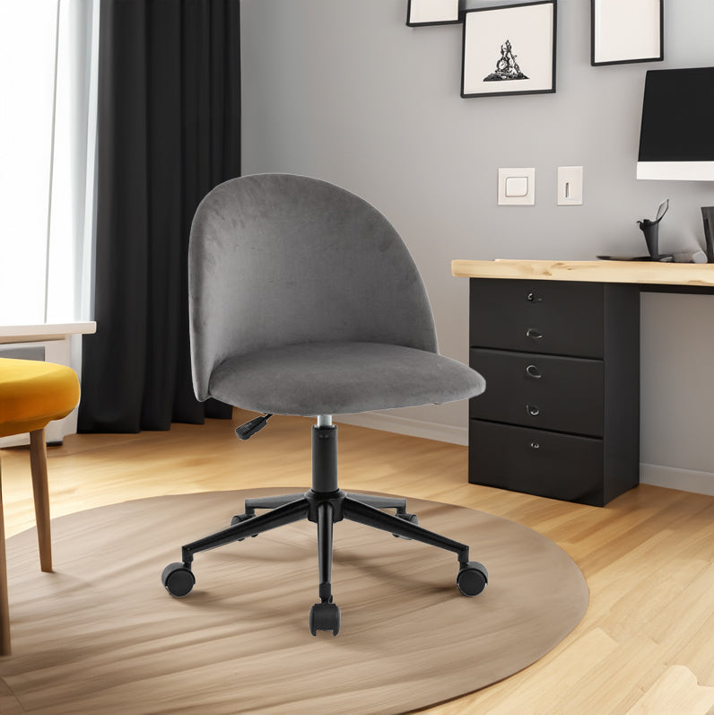 Velvet fabric office chair, mid back adjustable rotating computer chair, black legs, cushioned office chair with wheels - V.I.P Digital Presence