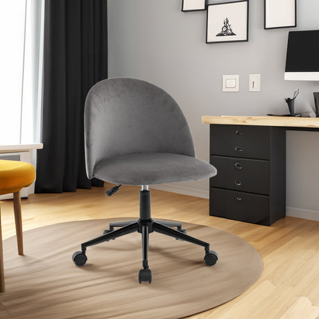 Velvet fabric office chair, mid back adjustable rotating computer chair, black legs, cushioned office chair with wheels - V.I.P Digital Presence