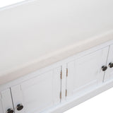 TREXM storage table with 4 adjustable doors and shelves, detachable padded shoe stand (white) - V.I.P Digital Presence