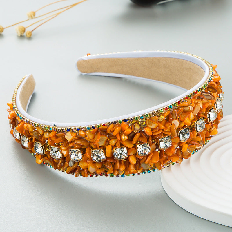 Fashion Design Colorful Turquoise Set Diamond Wide Edge Fabric Candy Color Headband Versatile Headwear - V.I.P Digital Presence