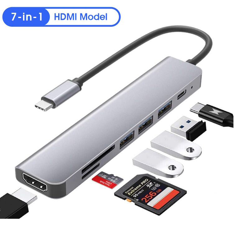 7-in-1 docking station type-c converter suitable for laptop expansion - V.I.P Digital Presence