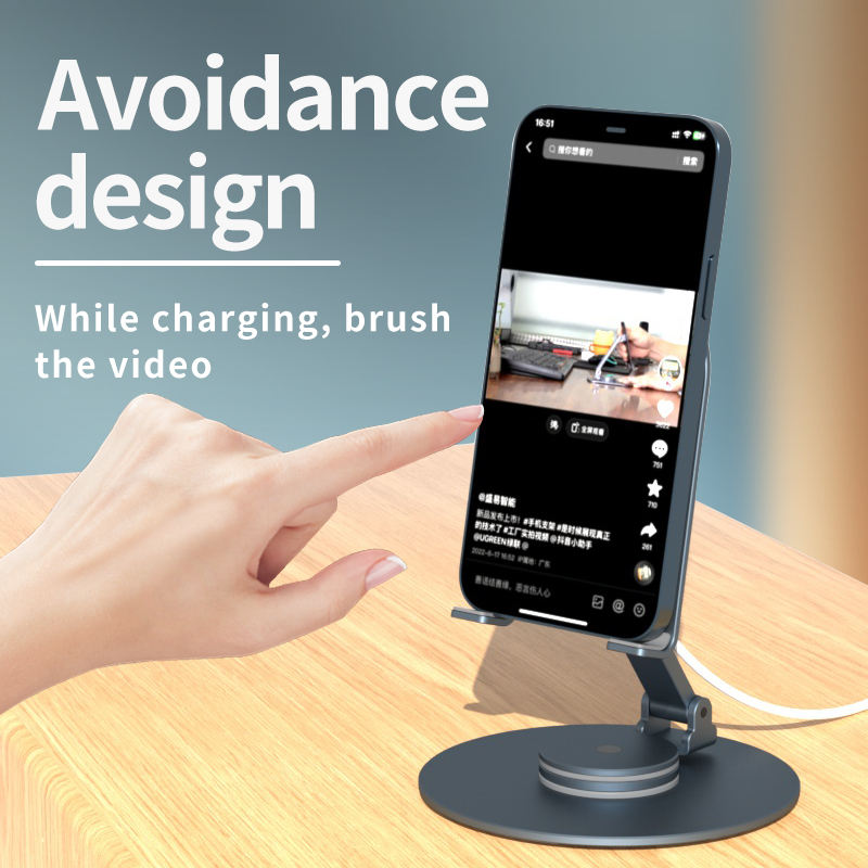 Soporte magnético para teléfono de escritorio, de aleación de aluminio, con carga inalámbrica, portátil, plegable y giratorio, con soporte Magsafe