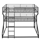 Full XL over Twin XL over Queen Size Triple Bunk Bed with Long and Short Ladder,Black