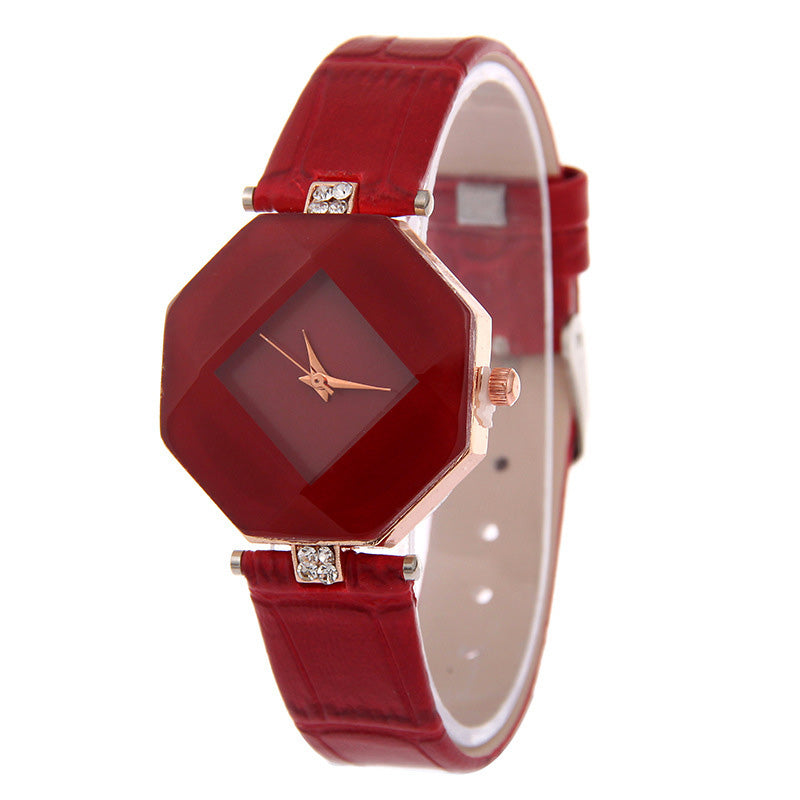 Women Watches Gem Cut Geometry Crystal Leather Quartz Wristwatch Fashion Dress Watch Ladies Gifts Clock Relogio Feminino 5 color - V.I.P Digital Presence
