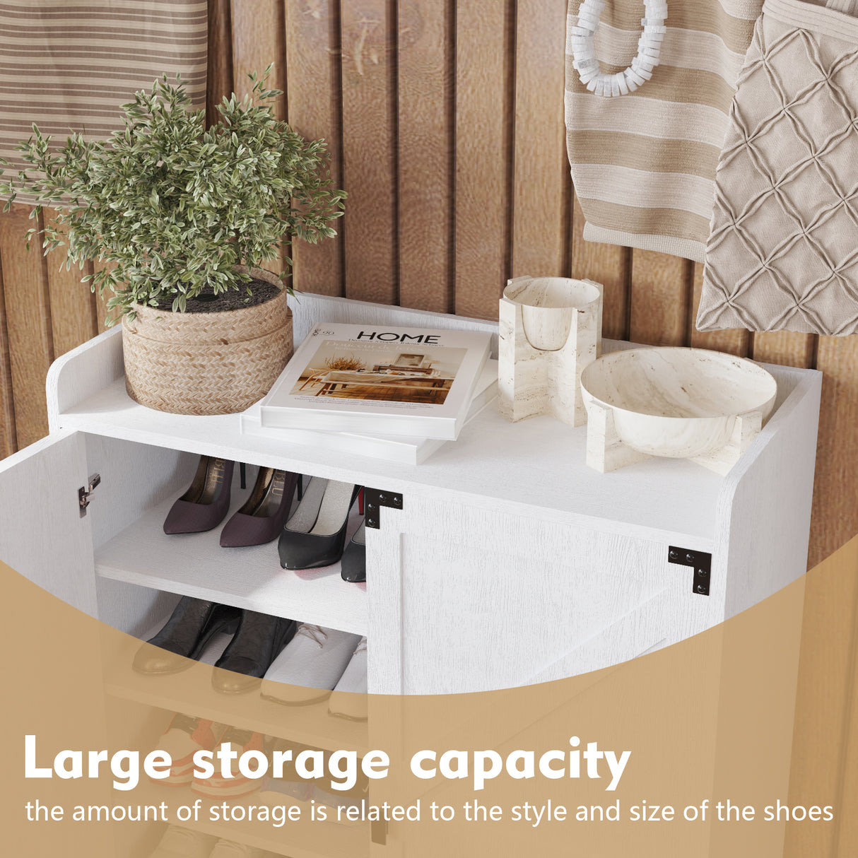 Shoe Cabinet with Doors, 6-Tier Shoe Storage Cabinet with Adjustable Shelves, Wooden Shoes Rack Shoe Storage Organizer - V.I.P Digital Presence