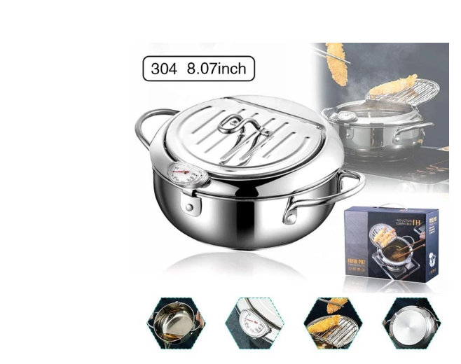 Household stainless steel tempura fryer with filter controlled temperature small fryer small mini fryer - V.I.P Digital Presence