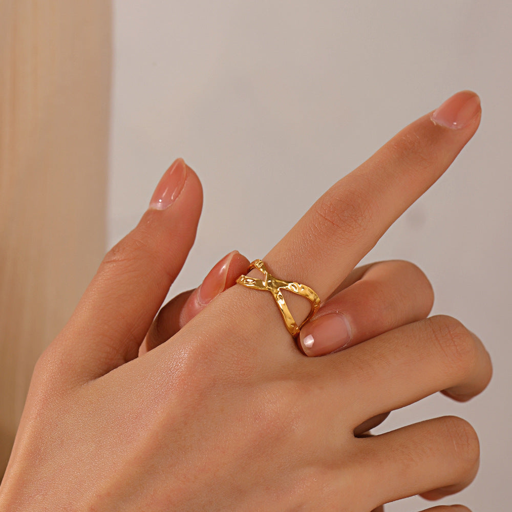 European and American fashion personality simple line cross opening ring - V.I.P Digital Presence
