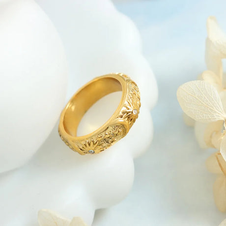 Star Moon Shaped Sparkling Zircon Design Ring Titanium Steel Handmade Jewelry for Girls - V.I.P Digital Presence