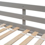 Twin over Twin House Bunk Bed with Roof , Window, Window Box, Door , with Safety Guardrails and Ladder, Grey - V.I.P Digital Presence