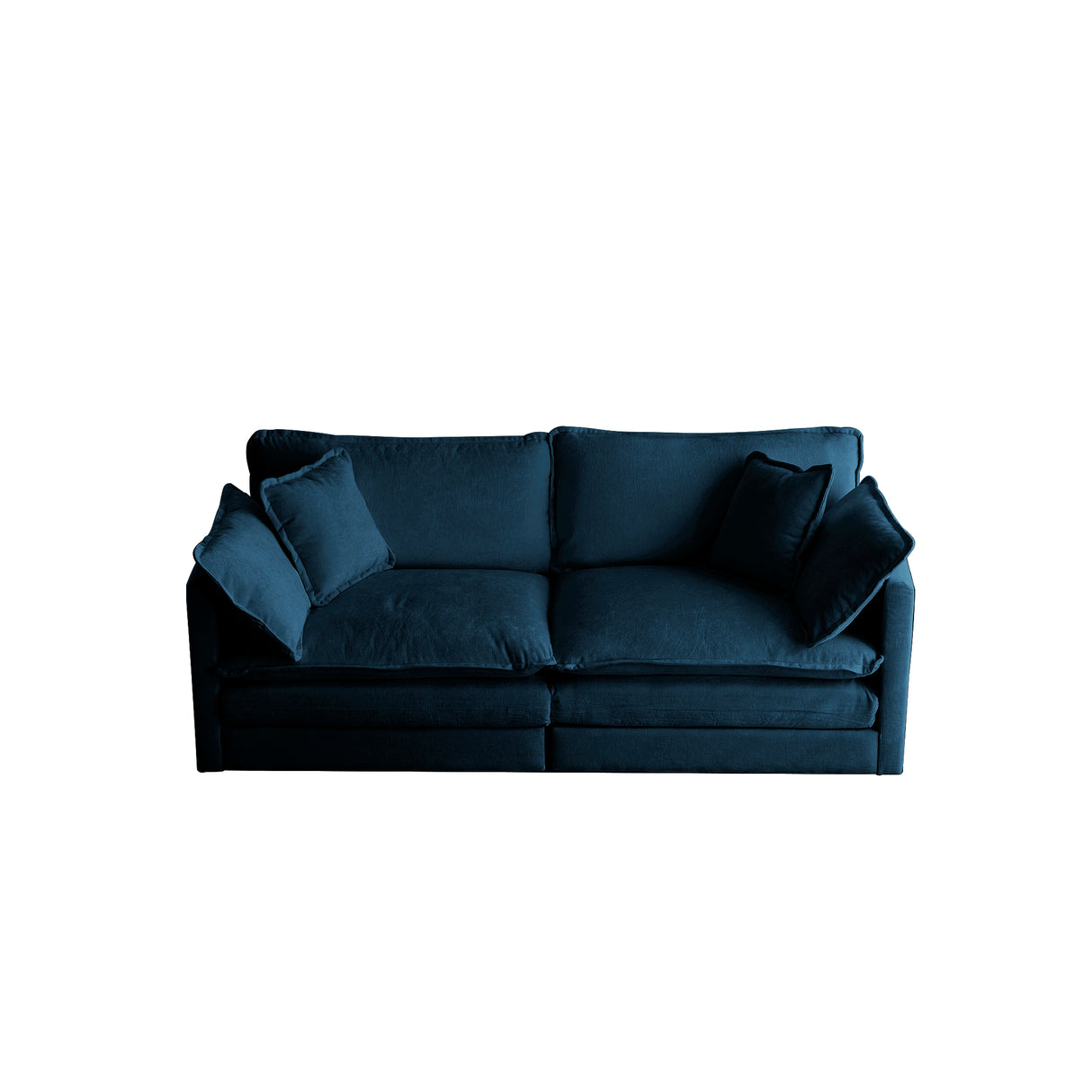 Modern Fabric Loveseat Sofa Couch for Living Room, Upholstered Large Size Deep Seat 2-Seat Sofa with 4 Pillows ,Blue Chenille - V.I.P Digital Presence
