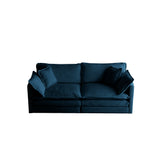 Modern Fabric Loveseat Sofa Couch for Living Room, Upholstered Large Size Deep Seat 2-Seat Sofa with 4 Pillows ,Blue Chenille - V.I.P Digital Presence