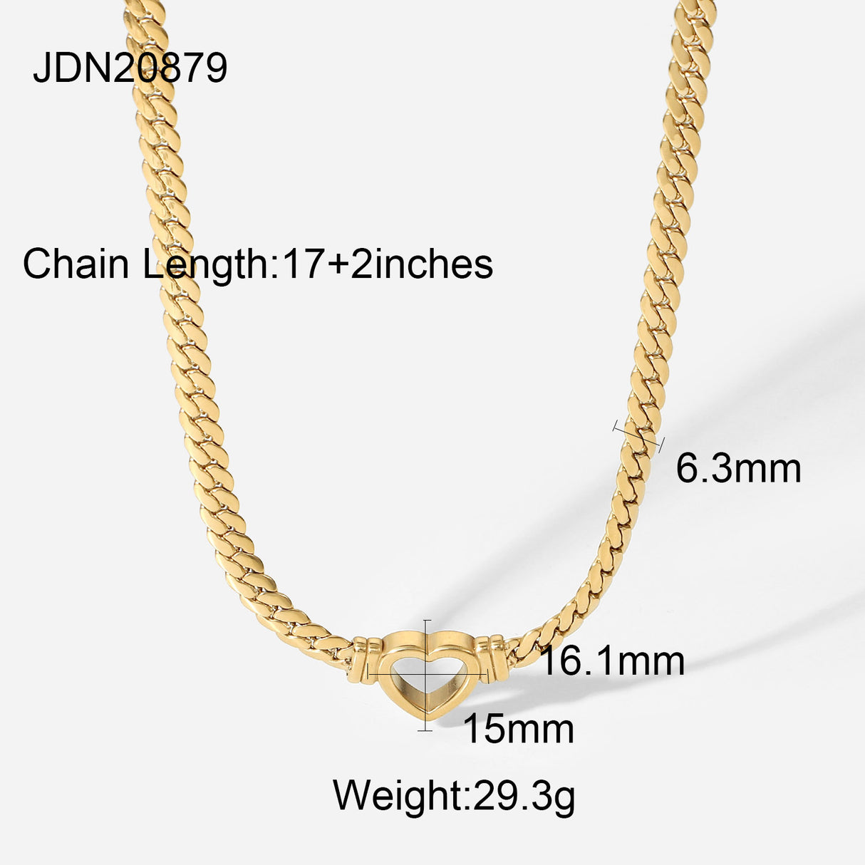 Stainless steel Cuban chain heart-shaped necklace with hollowed out flat snake chain heart pendant necklace for women - V.I.P Digital Presence