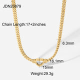 Stainless steel Cuban chain heart-shaped necklace with hollowed out flat snake chain heart pendant necklace for women - V.I.P Digital Presence