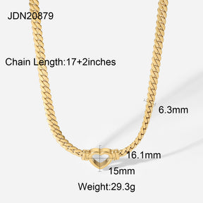 Stainless steel Cuban chain heart-shaped necklace with hollowed out flat snake chain heart pendant necklace for women - V.I.P Digital Presence