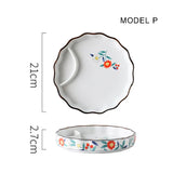 Dumpling plate sushi plate round square plate with soy sauce and vinegar partitioned snack plate ceramic plate for home use - V.I.P Digital Presence