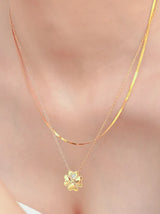 2 Piece 18K Gold-Plated Inlaid Zircon Lucky Clover Necklace - V.I.P Digital Presence