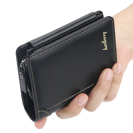 Wallet Men's Short Multi Card Position Three Fold Zipper Zero Wallet Fashion Thin Card Bag Men - V.I.P Digital Presence