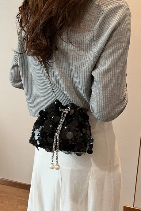 Drawstring Sequin Crossbody Bag - V.I.P Digital Presence