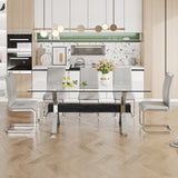 Dining table Modern tempered glass dining table Large modern office desk with silver plated metal legs and MDF crossbars - V.I.P Digital Presence