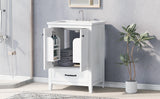 24" Bathroom Vanity with Sink, Bathroom Vanity Cabinet with One Drawer and Doors, Solid Wood and MDF, White - V.I.P Digital Presence