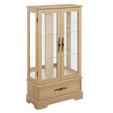 Light colored glass cabinet with adjustable glass frame, including cabinet light bulbs OAK with 2 doors and 1 drawer - V.I.P Digital Presence
