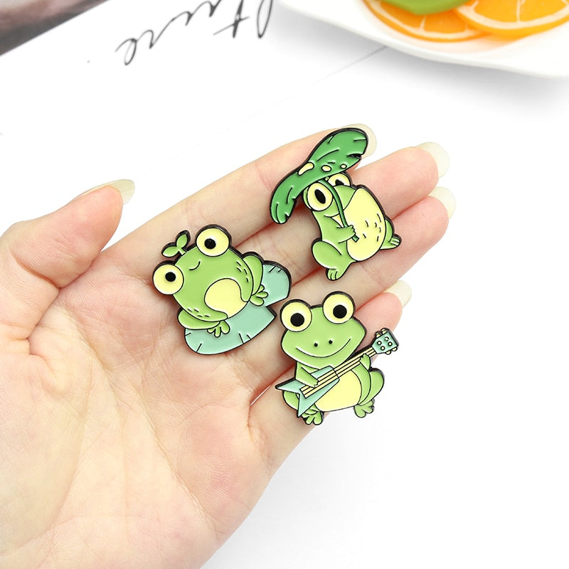 Quack Quack Enamel Pin Custom Frog Lotus Leaf Brooches Bag Lapel Pin Cartoon Animal Badge Jewelry Gift for Kids Friends - V.I.P Digital Presence