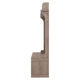 Hall tree with storage desk, entrance desk with drawers and 5 hooks, display rack,Oak - V.I.P Digital Presence
