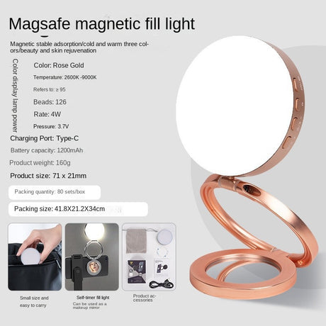 New YSH-126 LED Magnetic Phone Fill Light Photography Lamp Desktop Video Conference Live Pocket Light Mirror - V.I.P Digital Presence