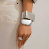 Retro personalized metal square mirror bracelet with frosted curve bracelet - V.I.P Digital Presence