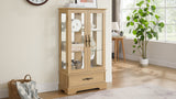 Light colored glass cabinet with adjustable glass frame, including cabinet light bulbs OAK with 2 doors and 1 drawer - V.I.P Digital Presence