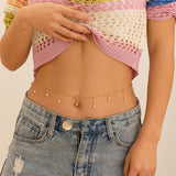 Zircon navel nail body chain sexy imitation pearl tassel chain - V.I.P Digital Presence
