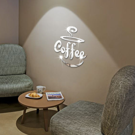 Coffee Themed Mirror Acrylic Wall Stickers for Kitchen and Dining Room - V.I.P Digital Presence