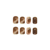 Wearing Warm Brown Brown White Double Spell Smudged Golden Texture Ins Style Manicure Patch The Finished Product Is Removable - V.I.P Digital Presence
