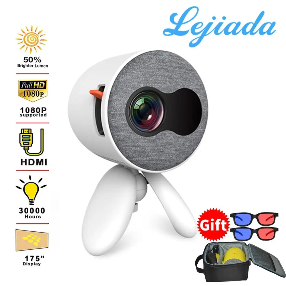 LEJIADA YG220 Mini Projector 3.5mm Audio Phone with screen Update Version Portable Pocket Cute Projector Video Player Kids Gift