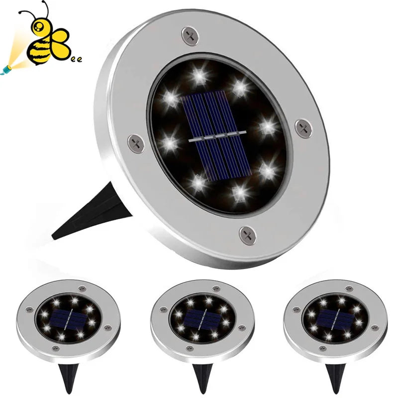 4Pcs Solar Power Disk Light 8LED Ground Lamp Light Spot Lamp for Outdoor Path Way Yard Garden Decking Lawn Waterproof - V.I.P Digital Presence