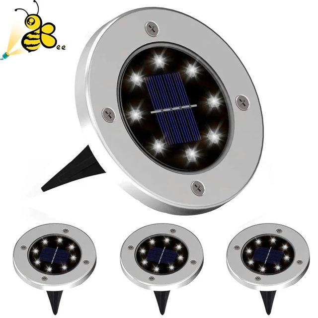 4Pcs Solar Power Disk Light 8LED Ground Lamp Light Spot Lamp for Outdoor Path Way Yard Garden Decking Lawn Waterproof - V.I.P Digital Presence