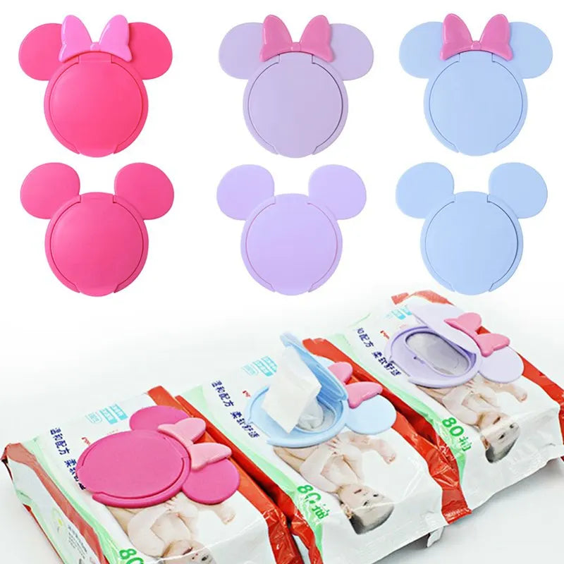 Tapa para toallitas húmedas para bebés, cubierta para toallitas húmedas portátiles para niños, tapa para toallitas húmedas móviles con dibujos animados, tapa de papel húmedo, accesorios útiles