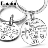 Lovely Personalized Baby Boys Girls Keychain  Name Birth Weight Height For Newborn Commemorate New Mom Dad Gift Keyring P026_C - V.I.P Digital Presence