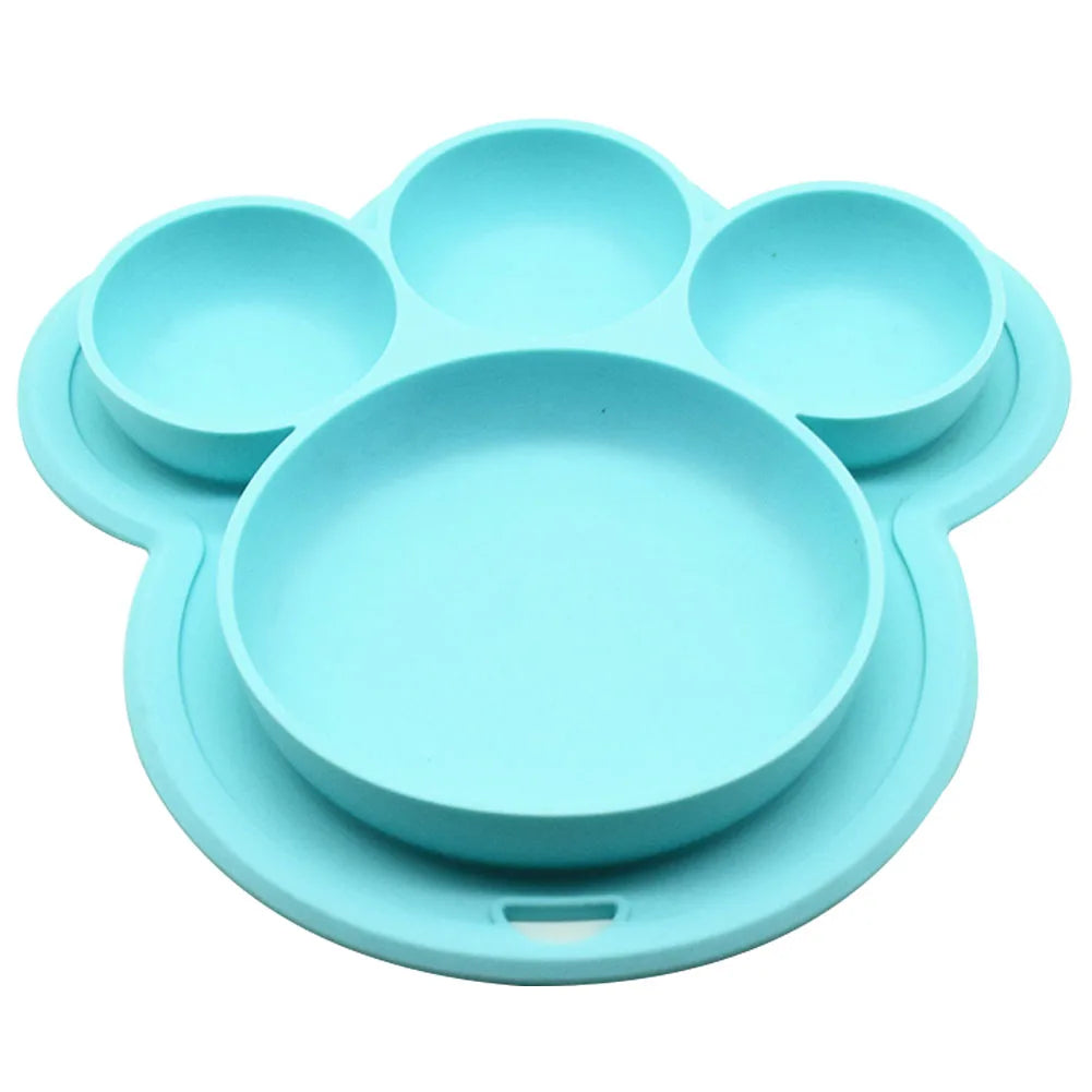 Plato de silicona de grado alimenticio para niños, plato para el hogar, plato para bebés, vajilla con forma de pata de oso, cuencos de dibujos animados para entrenamiento de niños, ventosa para niños pequeños