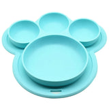 Plato de silicona de grado alimenticio para niños, plato para el hogar, plato para bebés, vajilla con forma de pata de oso, cuencos de dibujos animados para entrenamiento de niños, ventosa para niños pequeños