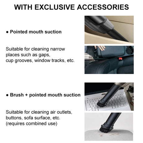 Handheld Wireless Vacuum Cleaner Rechargeable Cyclone Suction Car Vacuum Cleaner Cordless Wet/Dry Auto Portable for Car Home - V.I.P Digital Presence