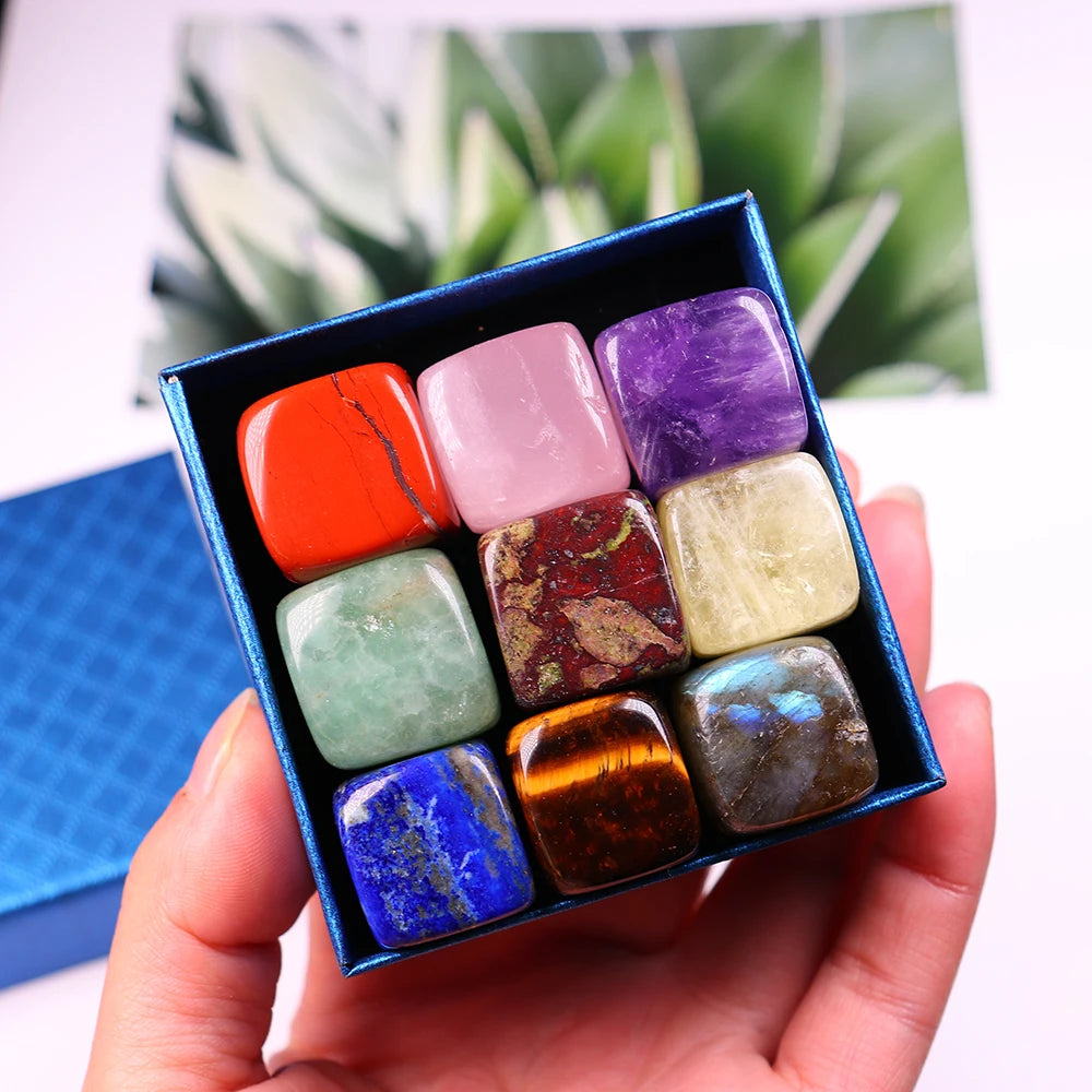 9 Pcs/Set Natural Quartz Fossiles Block Gravel Crystals Agates Education Specimen Aura Stone Aquarium Decoration Gift Box - V.I.P Digital Presence